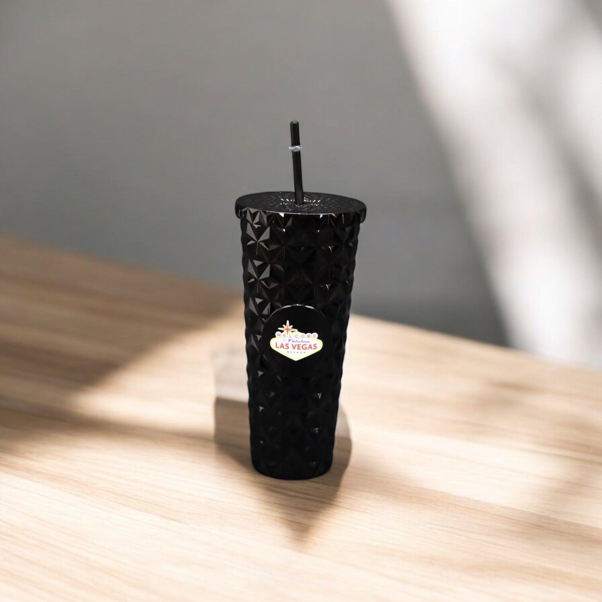 24oz Electro Black Cup with Straw