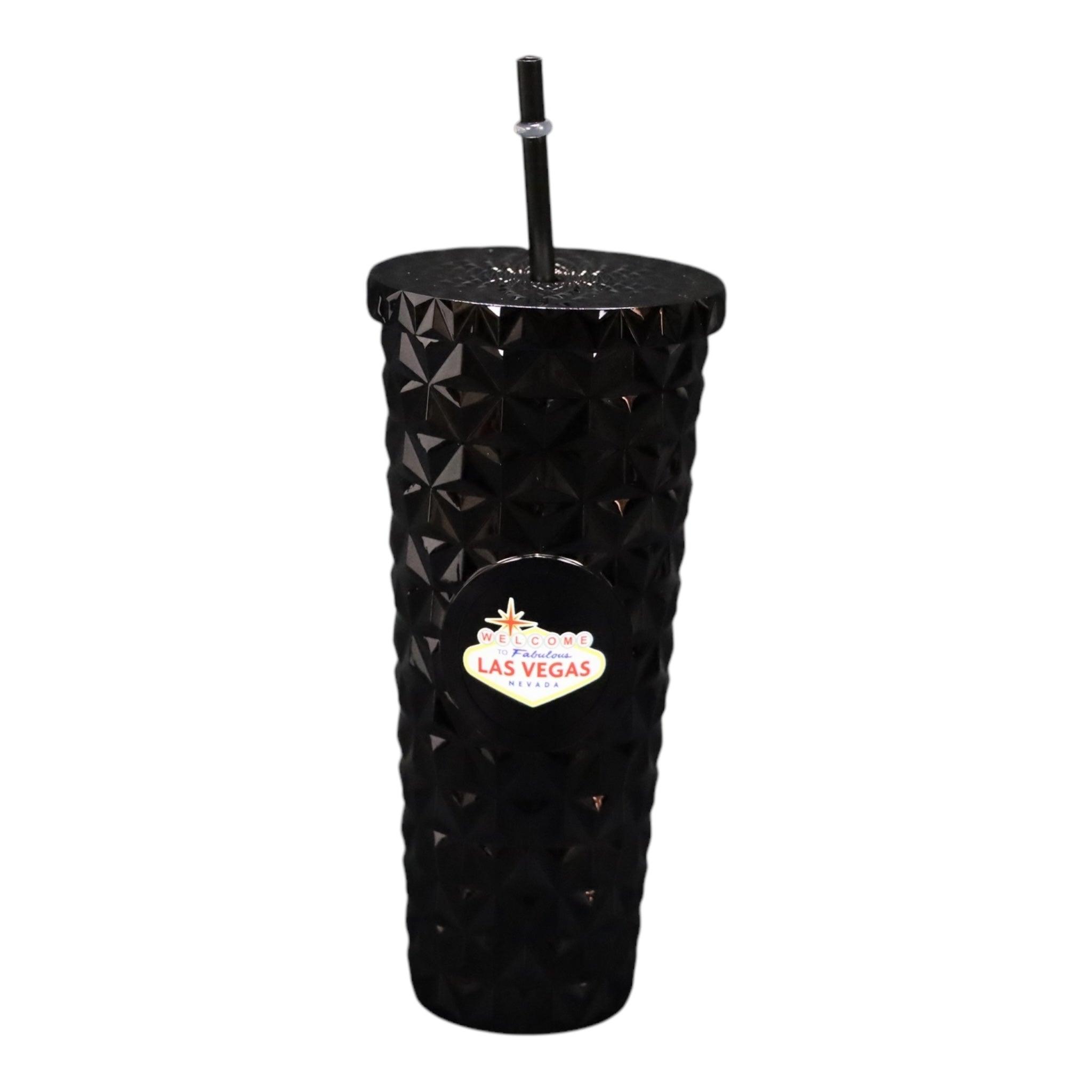 24oz Electro Black Cup with Straw