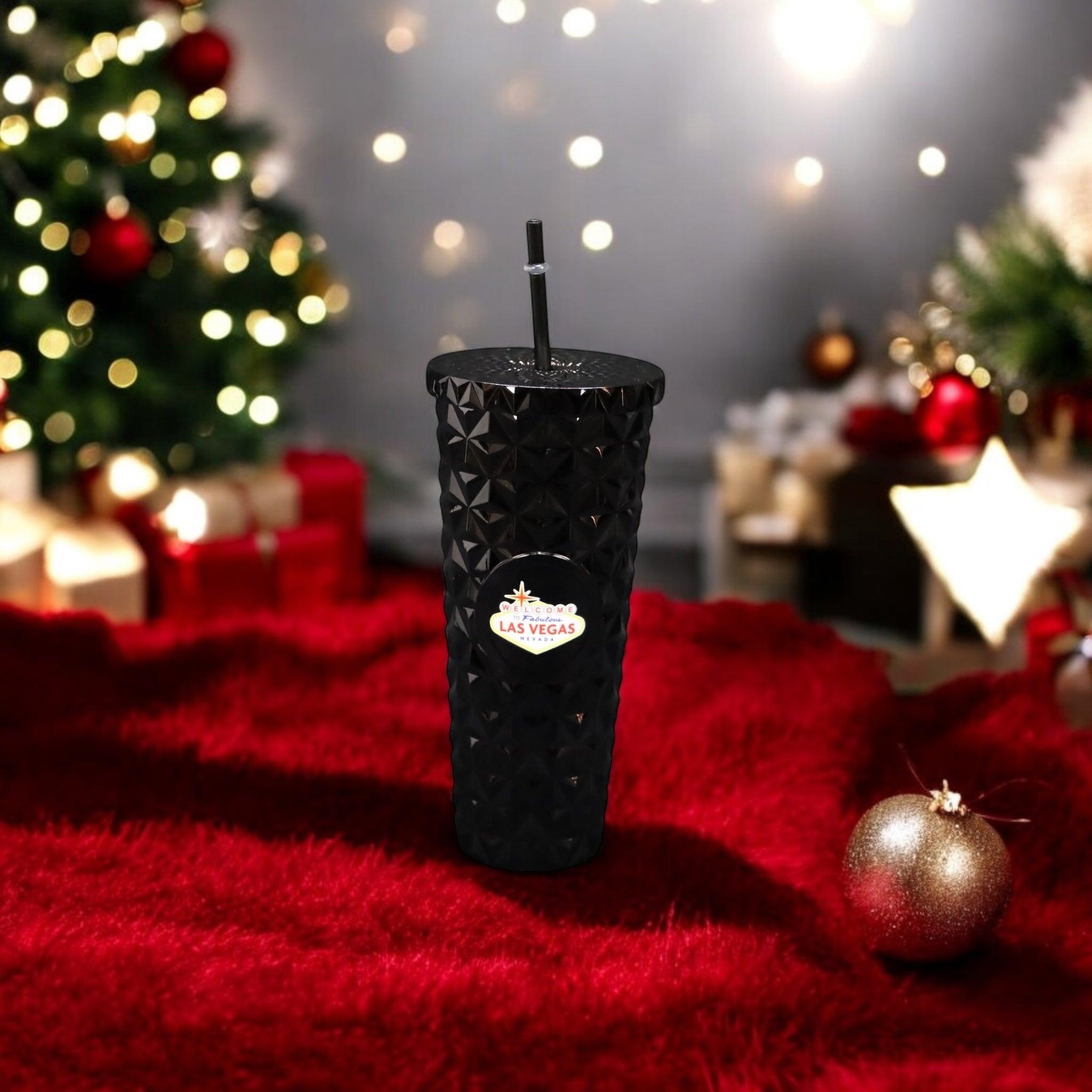 24oz Electro Black Cup with Straw