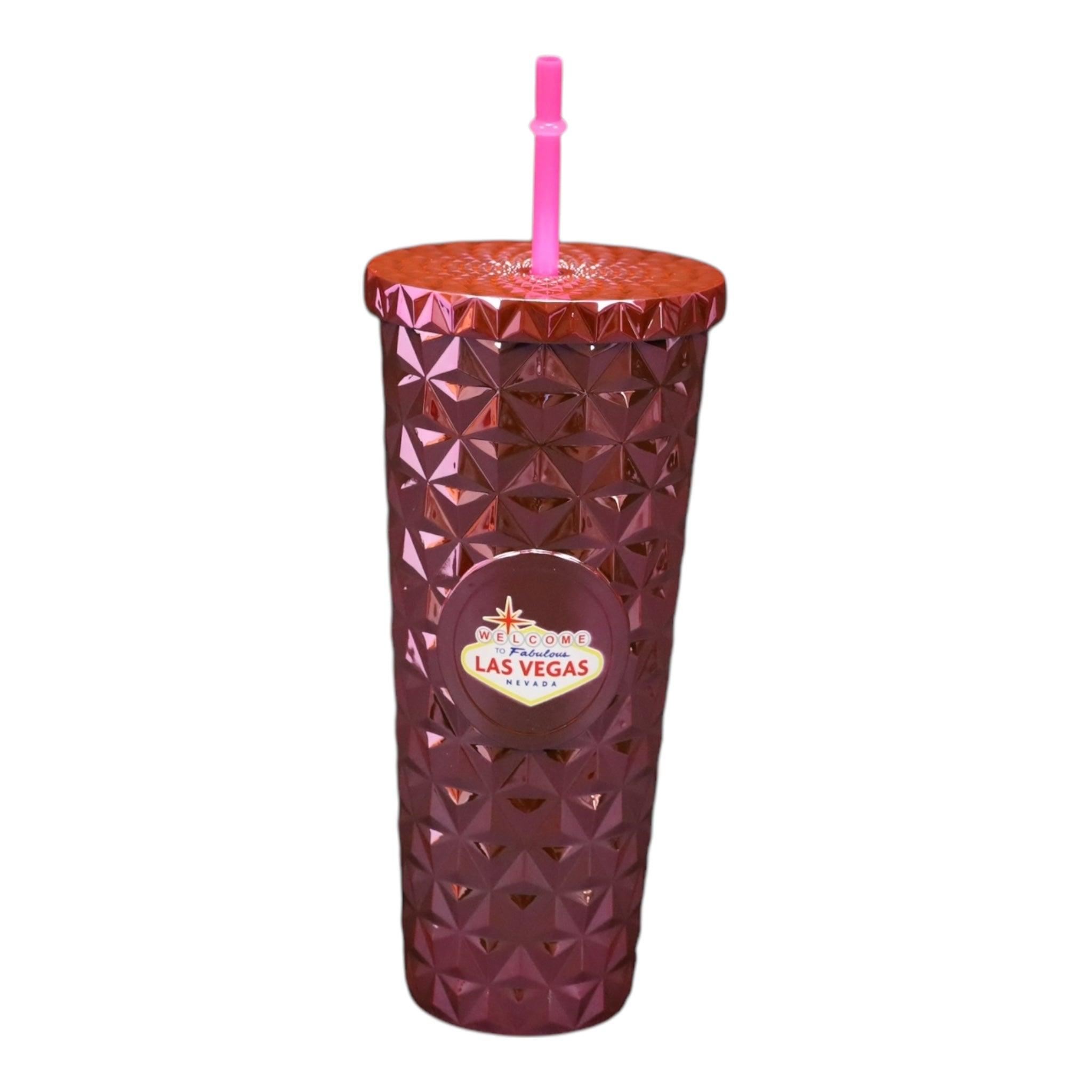 24oz Electro Pink Cup with Straw