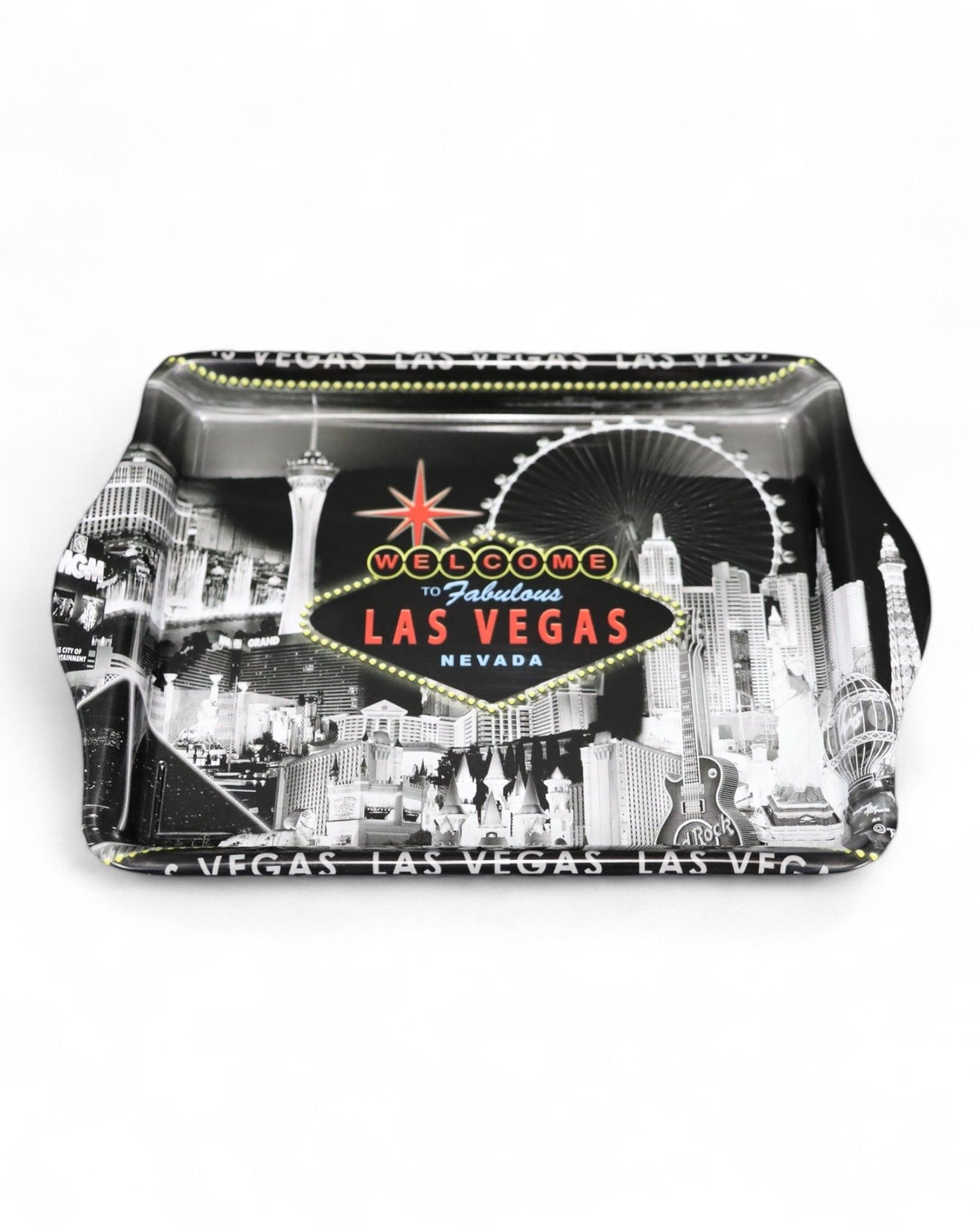 Las Vegas SMALL TRAY MINI SERVING- Gray skyline BACKGROUND (APPROX 8" X 5.6")