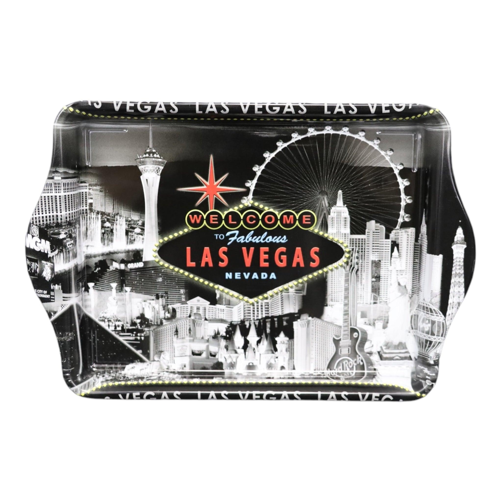 Las Vegas SMALL TRAY MINI SERVING- Gray skyline BACKGROUND (APPROX 8" X 5.6")