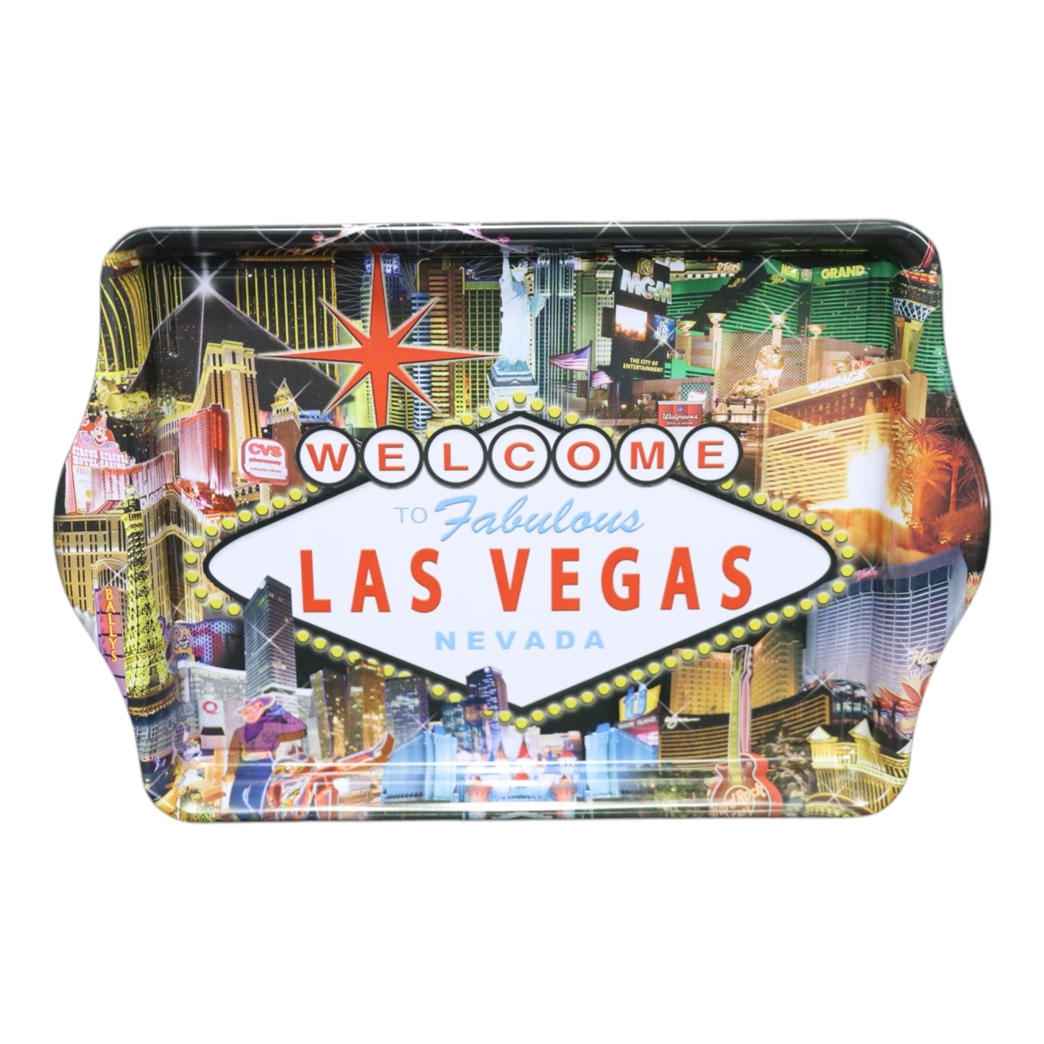 Las Vegas SMALL TRAY MINI SERVING- collage black BACKGROUND (APPROX 8" X 5.6")