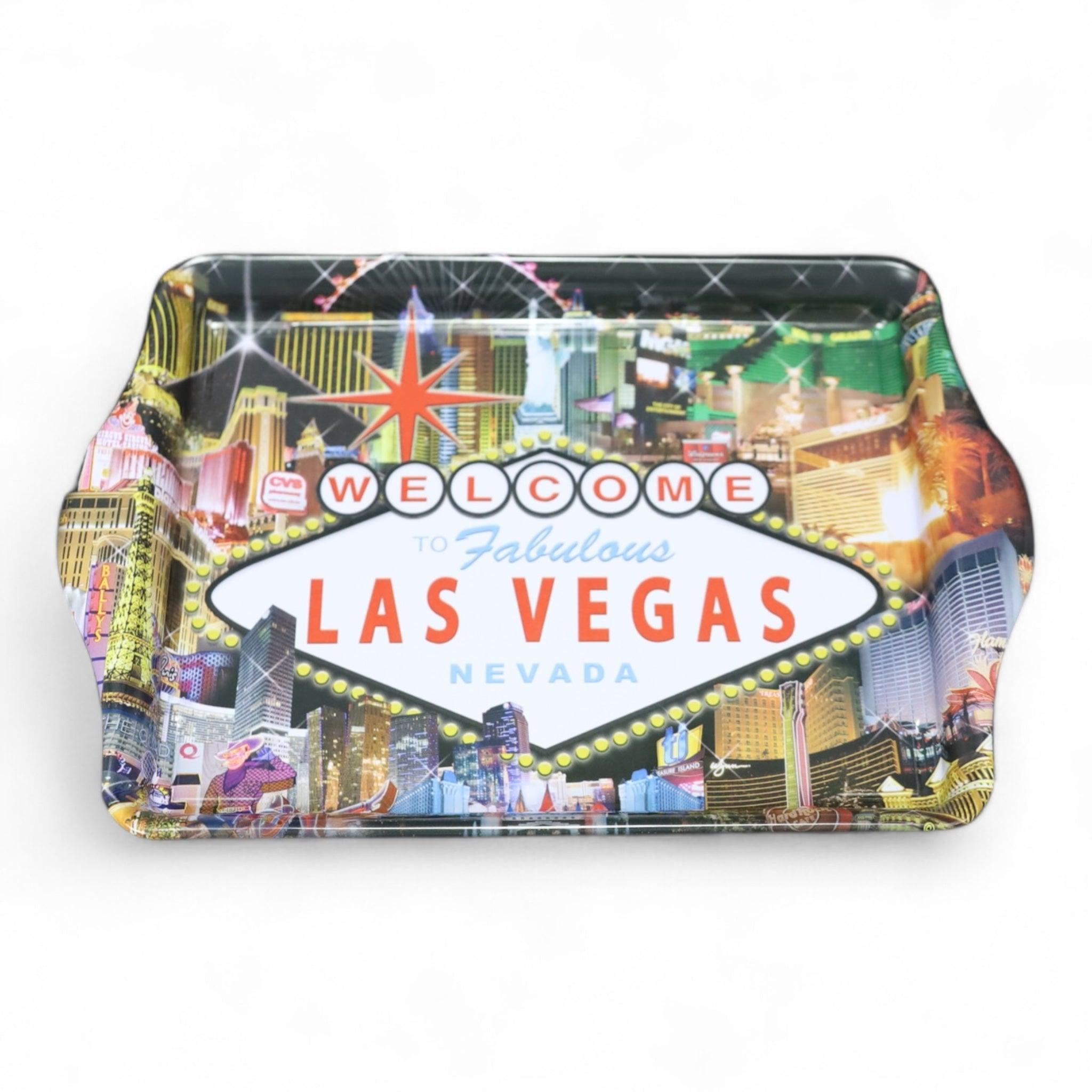 Las Vegas SMALL TRAY MINI SERVING- collage black BACKGROUND (APPROX 8" X 5.6")