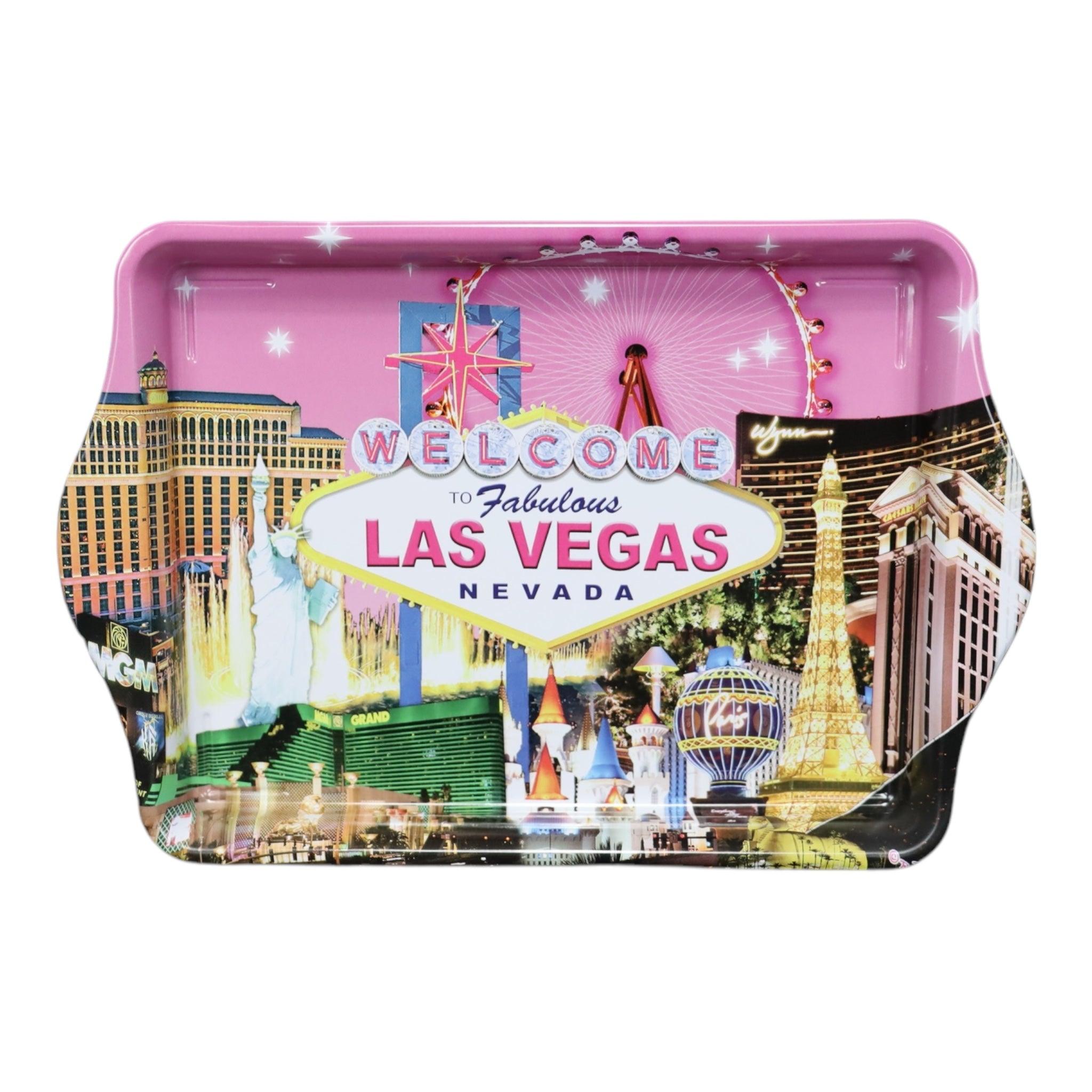 Las Vegas SMALL TRAY MINI SERVING- pink scene BACKGROUND (APPROX 8" X 5.6")