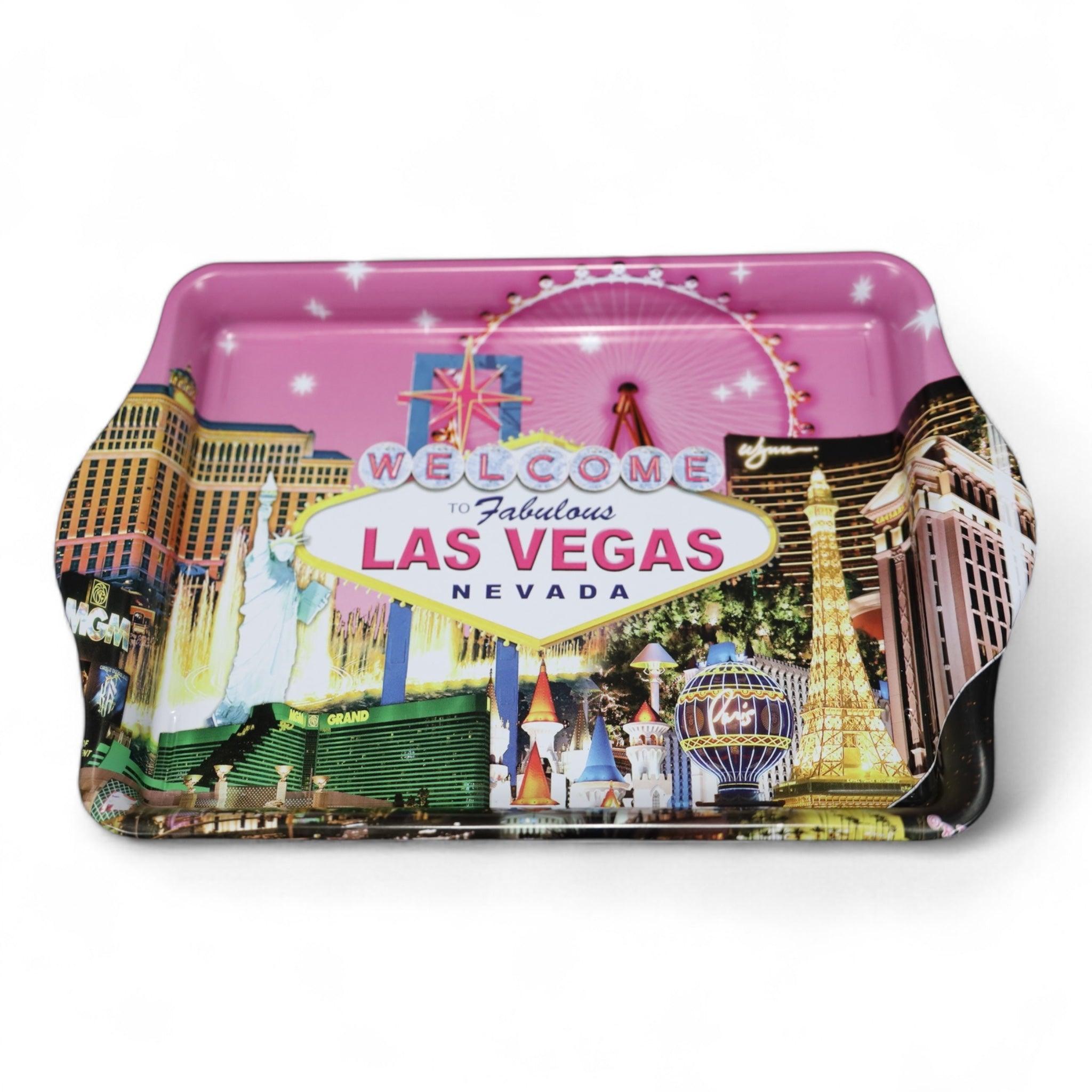 Las Vegas SMALL TRAY MINI SERVING- pink scene BACKGROUND (APPROX 8" X 5.6")