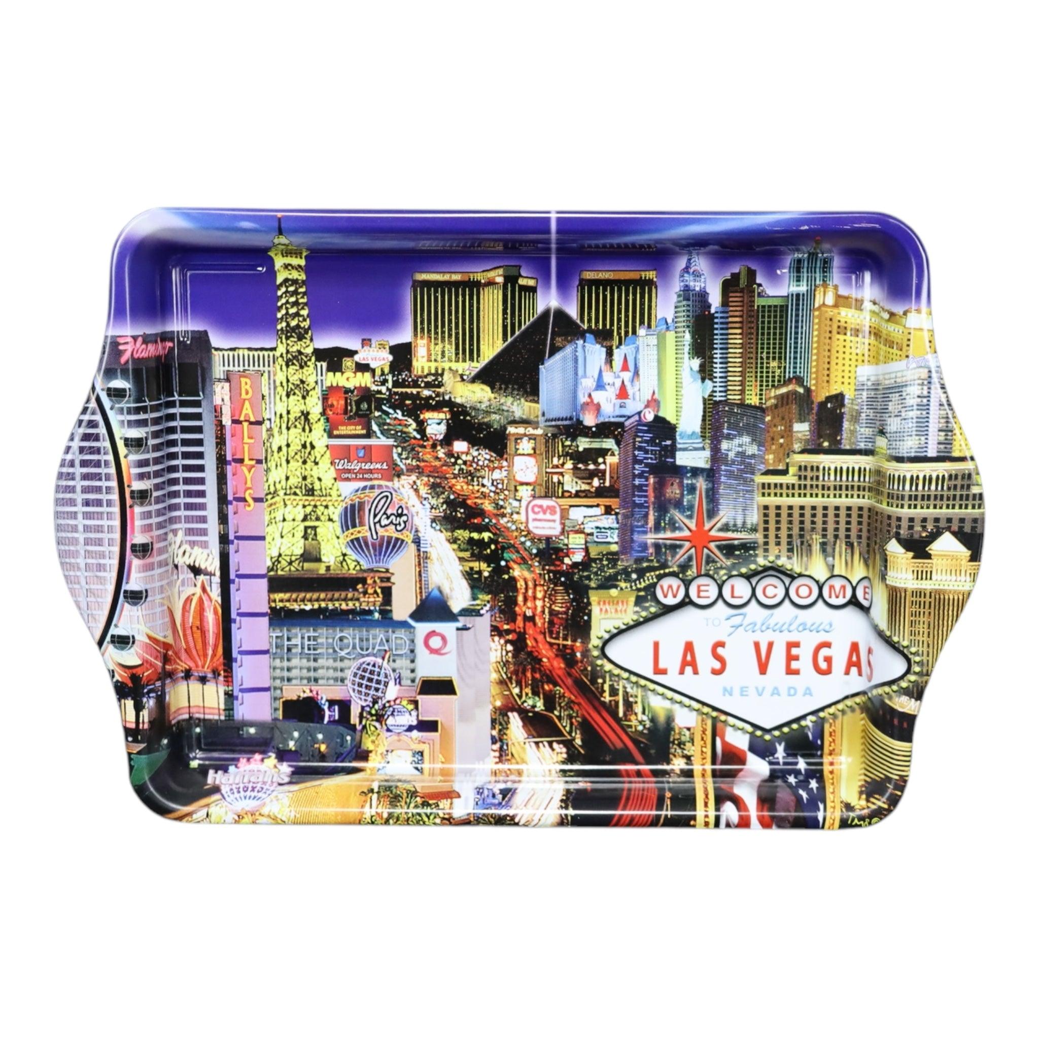 Las Vegas SMALL TRAY MINI SERVING- blue strip BACKGROUND (APPROX 8" X 5.6")