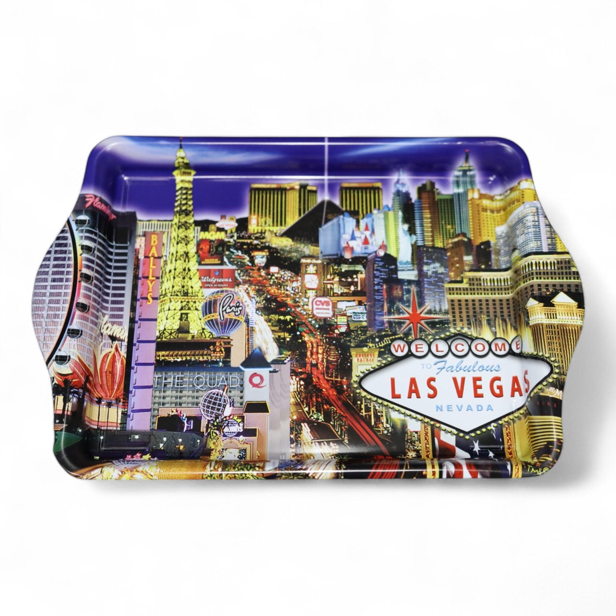 Las Vegas SMALL TRAY MINI SERVING- blue strip BACKGROUND (APPROX 8" X 5.6")