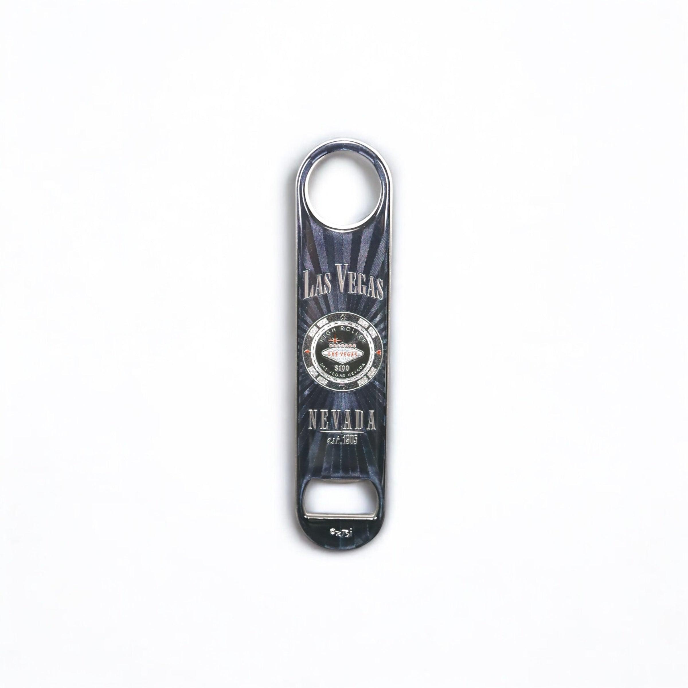 Las Vegas Pokerchip blk Bartender Bottle Opener Powder Coated Steel