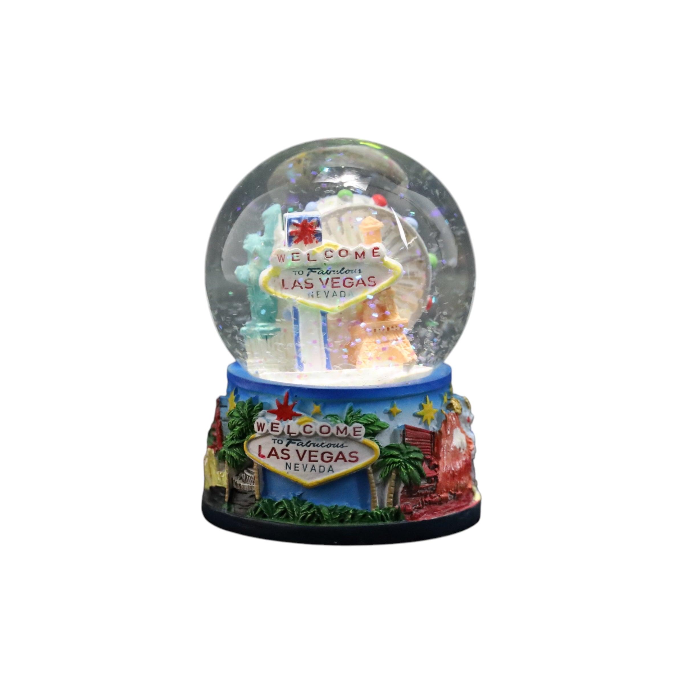 Las Vegas BLUE HOTELS skyline snow globe in silver. 65mm